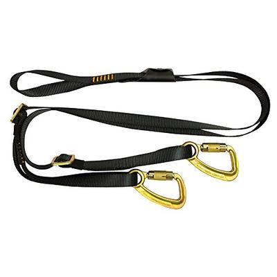 Fusion Climb 6ft Y Legged Lanyard with High Strength Double Locking Carabiner Adjustable Black