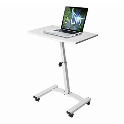 Seville Classics OFF65855 Mobile Laptop Computer Desk Cart Height-Adjustable from 20.5" to 33", Whit