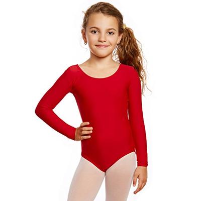 Leveret Girls Leotard Red Long Sleeve Medium (8-10)