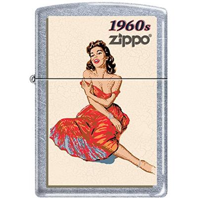 Zippo Windy Vintage Nose Art Red Dress Pinup 1960 Era Satin Chrome Lighter NEW