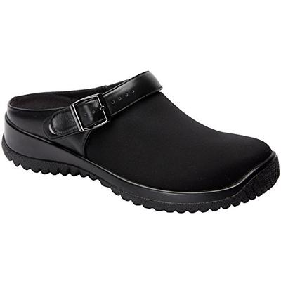 Drew Shoe Savannah 17100 Women's Casual Clog: Black/Stretch 9.5 Medium (B) Buckle