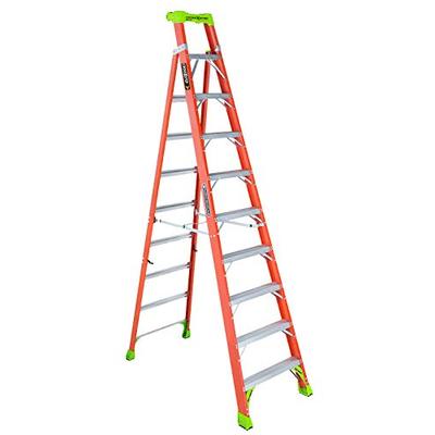Louisville Ladder 10-Foot Fiberglass Cross-Step Step/Shelf Ladder, 300-Pound Capacity, Type IA, Oran