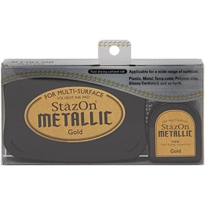 StazOn Metallic Ink Pad with Re-Inker Color: Gold