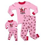 Leveret Santa Pink Matching Doll & Girl 2 Piece Pajama Set 100% Cotton 4 Years screenshot. Sleepwear directory of Clothes.