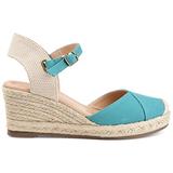 Brinley Co Comfort Womens Espadrille Ankle Strap Wedge Teal, 12 Regular US screenshot. Shoes directory of Clothing & Accessories.