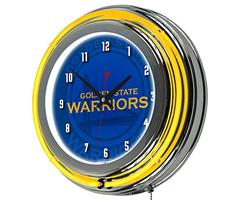 Trademark Gameroom NBA1400-GSW2 NBA Chrome Double Rung Neon Clock - Fade - Golden State Warriors