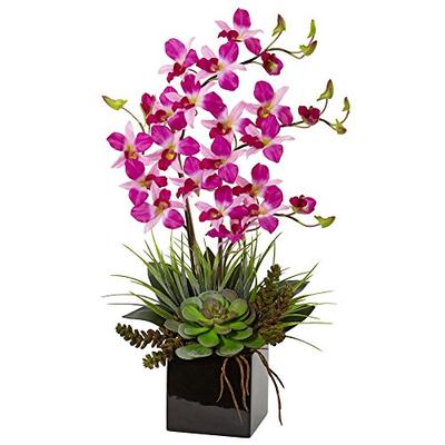 Nearly Natural Orchid and Succulent Artificial Arrangement Purple