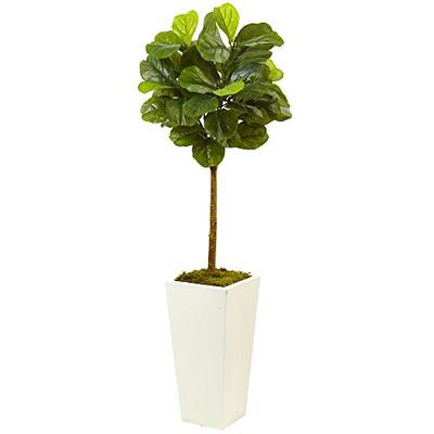 Nearly Natural 5966 4.5' Fiddle Leaf Fig in White Planter (Real Touch)