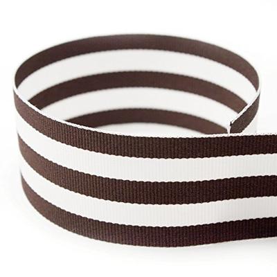 1-1/2" Brown & White Taffy Striped Grosgrain Ribbon - 50 Yards - USA Made - (Multiple Widths & Yarda