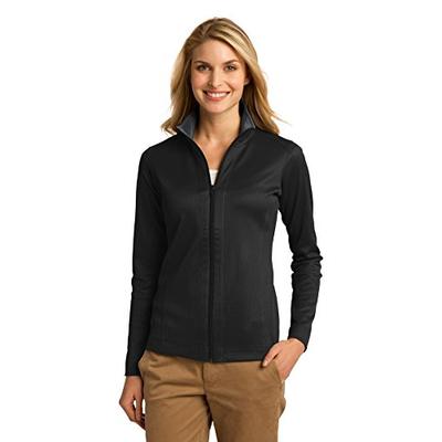 Port Authority Women's Vertical Texture Full Zip Jacket S Black/Iron Grey