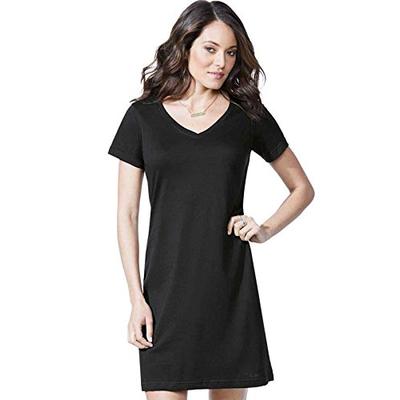 LAT Ladies' 100% Cotton Jersey V-Neck Cover-up Dress (Cobalt, XX-Large, XXX- Large)