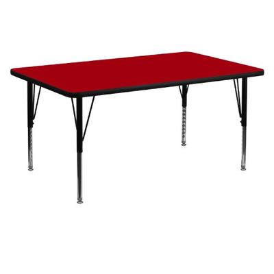 Flash Furniture 30''W x 60''L Rectangular Red Thermal Laminate Activity Table - Height Adjustable Sh