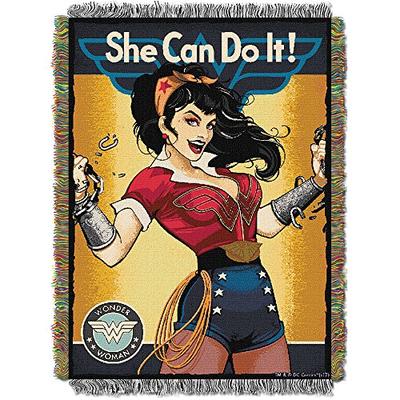 Warner Brothers DC Comics Wonder Woman, "SHE CAN" Woven Tapestry Throw - by The Northwest Company