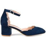 Brinley Co. Womens Edsey Faux Suede Ankle Strap Scalloped Pumps Navy, 7 Regular US screenshot. Shoes directory of Clothing & Accessories.