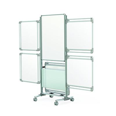 Ghent 76-1/8" x 32-5/8" Nexus 2-Sided Mobile Porcelain Magnetic Whiteboard Easel, 4 Tablets (NEX204E