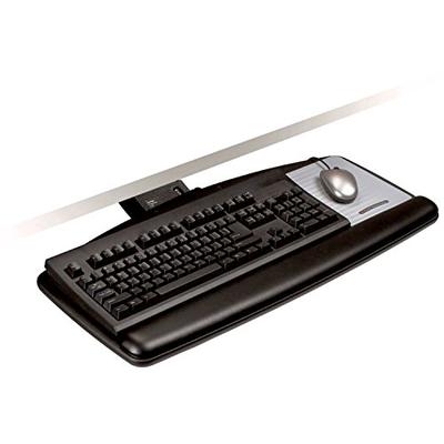 3M Sit/Stand Keyboard Tray with Sturdy Wood Platform, Simply Turn Knob to Adjust Height and Tilt, Sw