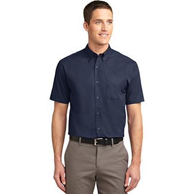 Port Authority Men's Big Short-Sleeve Easy Care Dress Shirt - Navy/Light Stone S508 M