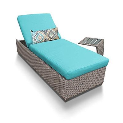 TK Classics Oasis Outdoor Wicker Patio Chaise Furniture with Side Table, Aruba