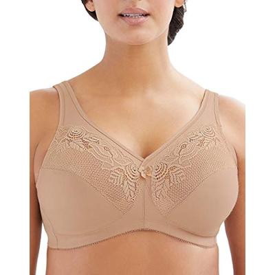 Glamorise Women's Plus Size Full Figure MagicLift Wirefree Minimizer Support Bra #1003, Café, 40C