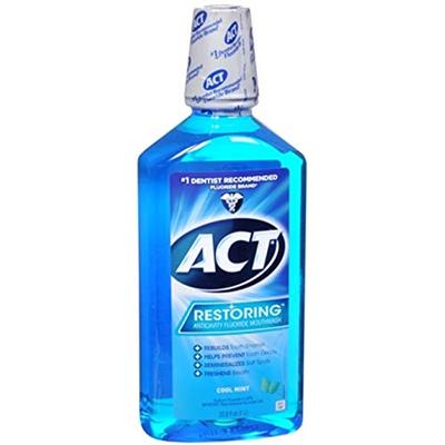 ACT Restoring Anticavity Mouthwash Cool Splash Mint 33.80 oz (Pack of 6)