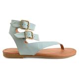 Brinley Co. Womens Keelan Faux Leather Buckle Double Wrap Thong Sandals Blue screenshot. Shoes directory of Clothing & Accessories.