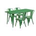 Flash Furniture 31.5'' x 63'' Rectangular Green Metal Indoor-Outdoor Table Set with 4 Stack Chairs