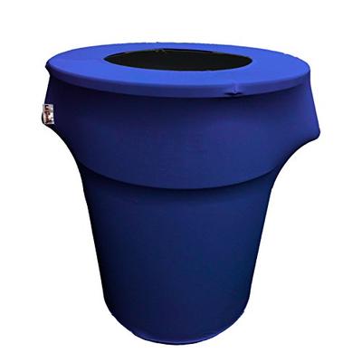 LA Linen Stretch Spandex Trash Can Cover 44-Gallon Round, Royal Blue