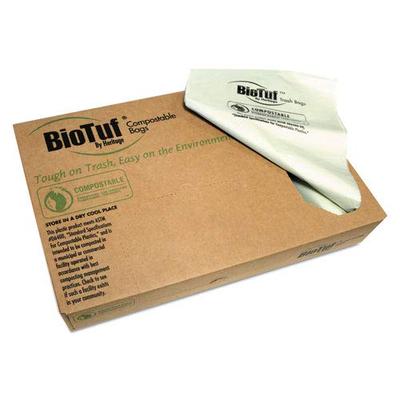 Heritage BioTuf Compostable Can Liners, 60 Gallons, 0.9 mil., Green, 38" x 58", 100/Box