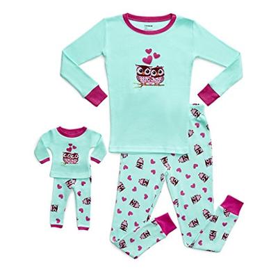 Leveret Kids & Toddler Pajamas Matching Doll & Girls Pajamas 100% Cotton Pjs Set (Owl,10 Years)
