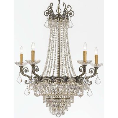 Crystorama 1486-HB-CL-SAQ Crystal Five Light Chandeliers from Majestic collection in Brassfinish,