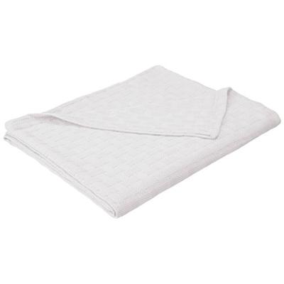 Superior King Blanket 100% Cotton, for All Season,Basket Weave Design, White