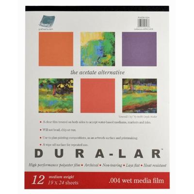 GRAFIX Wet Media .004 Dura-Lar Film, 19-Inch by 24-Inch, 12 Sheets