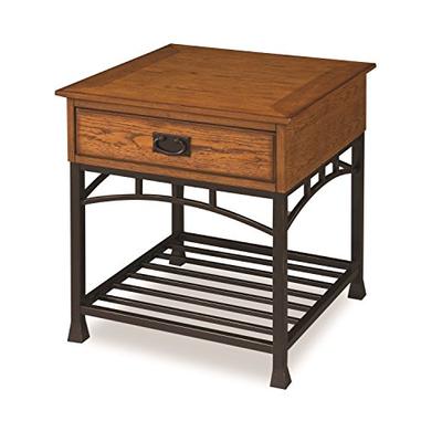 Home Style Modern Craftsman End Table, Distressed Oak Finish