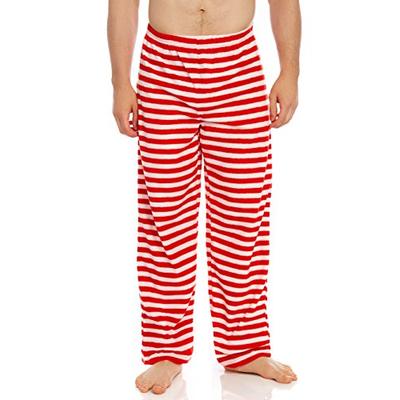 Leveret Men's Fleece Sleep Pants Red & White Small