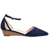 Brinley Co. Womens Pointed Toe Ankle Strap Sliver Wedge Blue, 8.5 Regular US screenshot. Shoes directory of Clothing & Accessories.