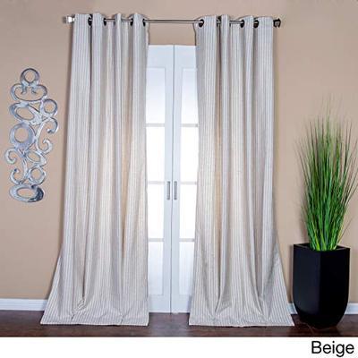 Lambrequin Ava Stripe Linen Blend Curtain Panel, 96" L x 96" H