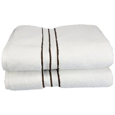 Superior Hotel Collection 900 Gram, Long-Staple Combed Cotton 2 Piece Bath Towel Set, White with Cho