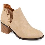 Brinley Co Comfort Womens Ruffle Deep-V Bootie Taupe, 8.5 Regular US screenshot. Shoes directory of Clothing & Accessories.