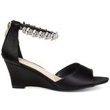 Brinley Co. Womens Jeweled Open-Toe Wedge Black, 8 Regular US screenshot. Shoes directory of Clothing & Accessories.