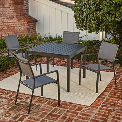 Hanover NAPLESDN5PCSQ-GRY Naples 5-Piece Outdoor Square Dining Set, White