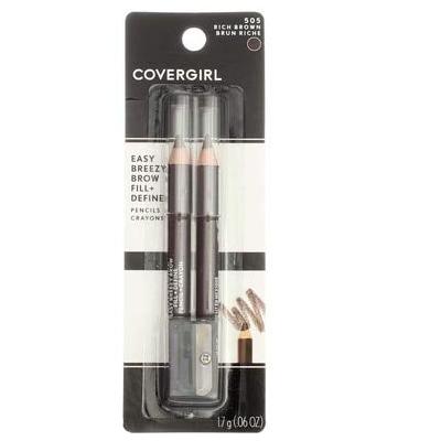 CoverGirl Easy Breezy Brow, Fill+Define Pencils [505] Rich Brown 2 ea ( Pack of 12)