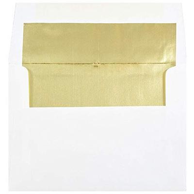 JAM PAPER A7 Foil Lined Invitation Envelopes - 5 1/4 x 7 1/4 - White with Gold Foil - 50/Pack