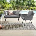 Endeavor 2 Piece Outdoor Patio Wicker Rattan Sectional Sofa Set by Modway Metal in Gray | 33.5 H x 47 W x 26.5 D in | Wayfair EEI-3174-GRY-GRY-SET