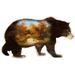 The Holiday Aisle® Scenic Bear Hanging Shaped Wood Ornament Wood in Blue/Brown/Orange | 5 H x 5.5 W x 0.25 D in | Wayfair