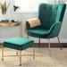 Lounge Chair - Mercer41 Naropa 30.75" Tufted Velvet Lounge Chair & Ottoman Velvet in Green | 37.5 H x 30.75 W x 28.5 D in | Wayfair