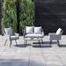 Endeavor 4 Piece Outdoor Patio Wicker Rattan Sectional Sofa Set by Modway Metal in Gray | 33.5 H x 47 W x 26.5 D in | Wayfair EEI-3177-GRY-GRY-SET