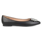 Brinley Co. Womens Faux Leather Pointed Toe Jewel Flats Black, 7 Regular US screenshot. Shoes directory of Clothing & Accessories.