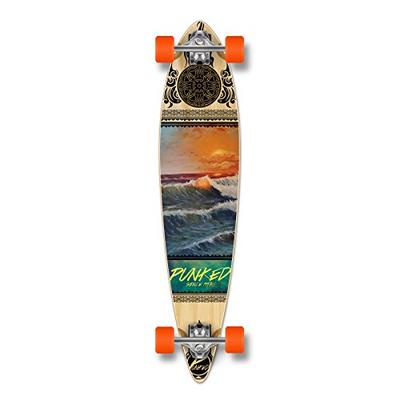 Yocaher Beach Series Complete Pintail Skateboards Longboard Cruiser w/Black Widow Premium 80A Grip T