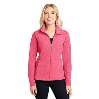 Port Authority Ladies Heather Microfleece Full-Zip Jacket, Pink Raspberry Heather, Large