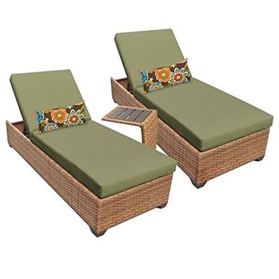 TKC Laguna 2 Wicker Patio Lounges with Side Table in Cilantro